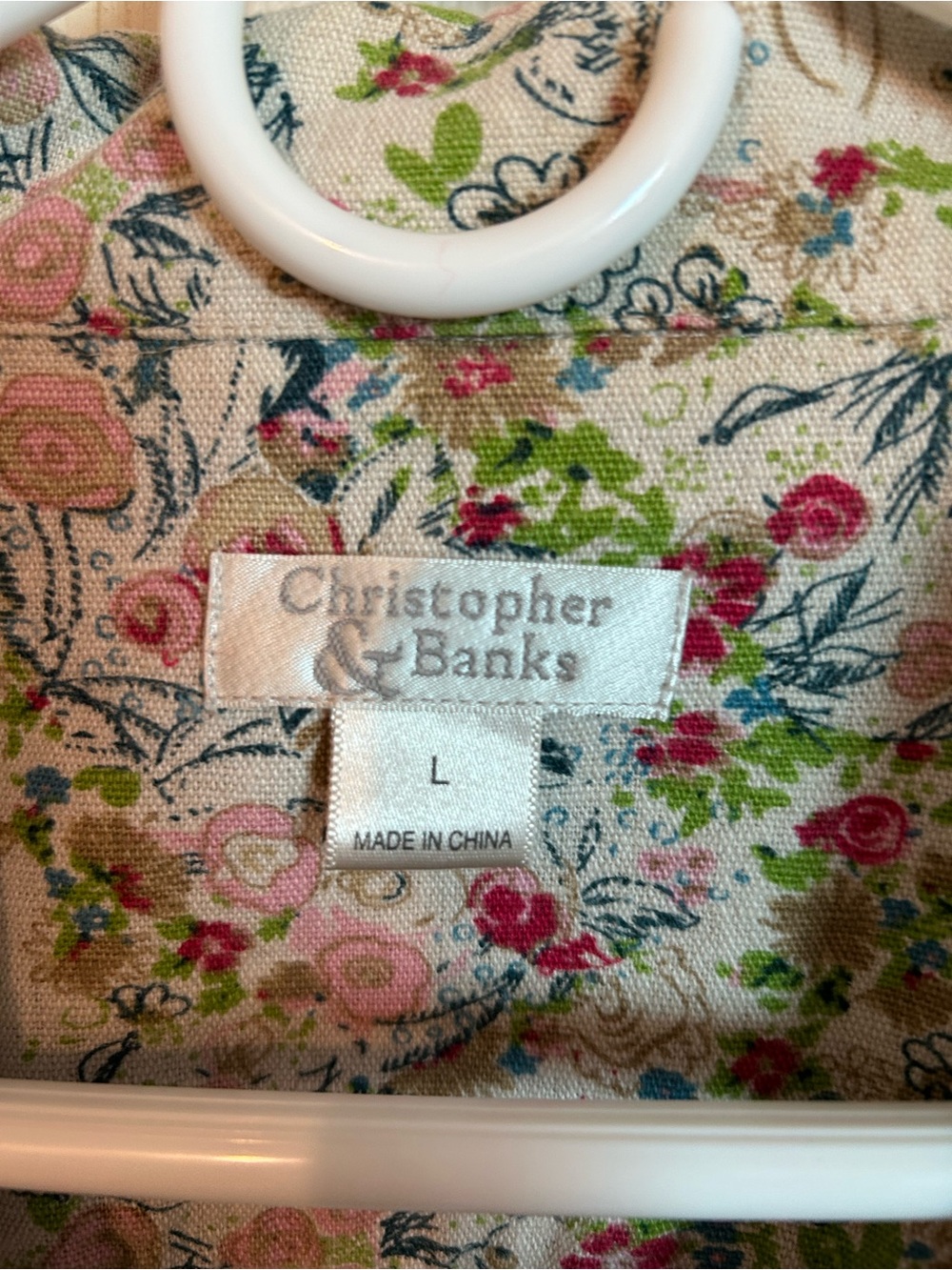 Christopher & Banks Floral short jacket in Pink and Green.  Large